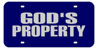 God's property license plate